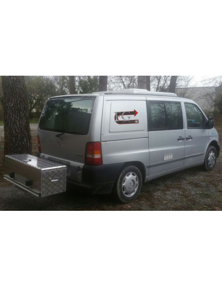 Coffre rectangulaire en aluminium avec ouverture dessus 1230x380x380 mm