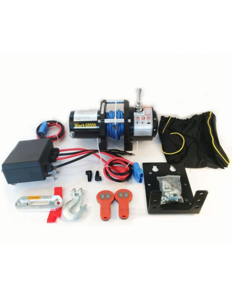 TREUIL ELECTRIQUE DE TRACTION 12V A CORDE CAPACITE 6000 LBS - 2 50T PORTE BATEAU