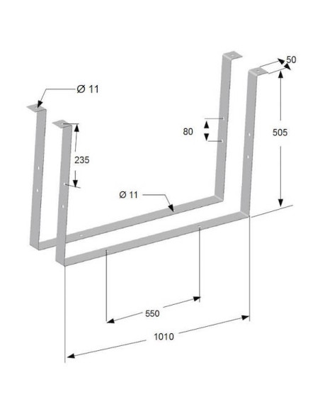 KIT DE FIXATION POUR COFFRE ABS LONG. 1000 REF.00654