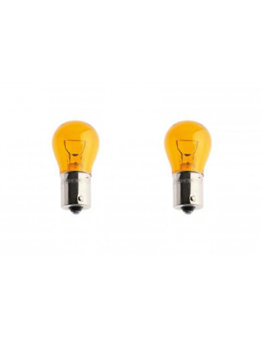 AMPOULE  POIRETTE  BAU15S 12V 21  MONOFIL  AMBRE (BLISTER DE 2)