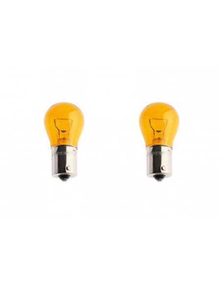 AMPOULE  POIRETTE  BAU15S 12V 21  MONOFIL  AMBRE (BLISTER DE 2)