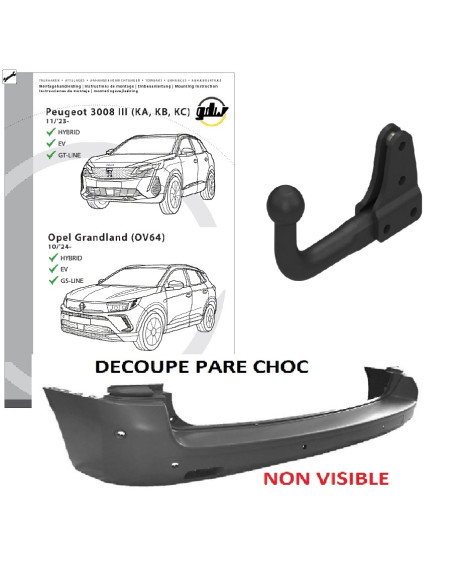 2878T48 ATTELAGE PEUGEOT 3008 III DE 11/2023 - ET OPEL GRANDLAND DE 10-2024 - 