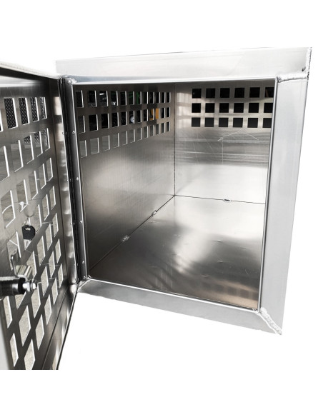 COFFRE ALUMINIUM TRANSPORT CHIEN ALUMINIUM LISSE 500X850X550 