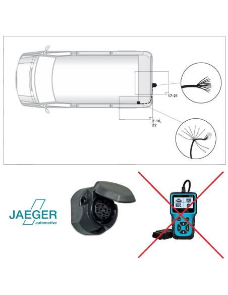 21270555 FAISCEAU 13 BROCHES VOLKSWAGEN TRANSPORTER avec preparation attelage