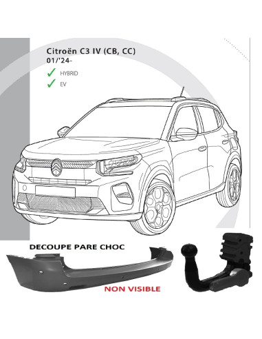 2898T60 ATTELAGE CITROEN C3 IV de 01/24 - 