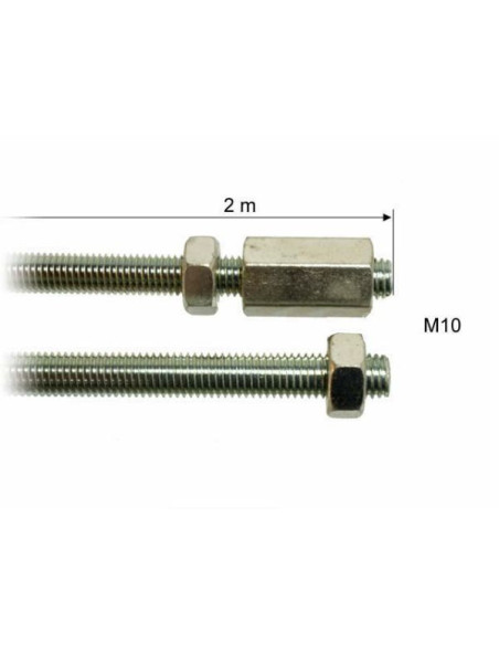 TIGE FILETEE TRINGLE DE FREIN AVEC 2 ECROUS ET RALLONGE M10 2x1m