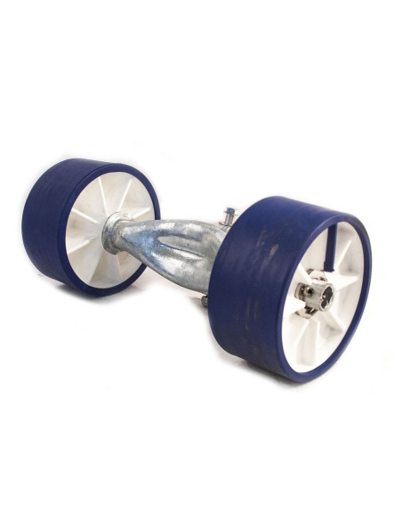 DOUBLE GALET BLEU & BLANC  Ø 120 mm - sur BASCULE ACIER (Sunway)