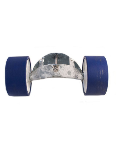 DOUBLE GALET BLEU & BLANC  Ø 120 mm - sur BASCULE ACIER (Sunway)