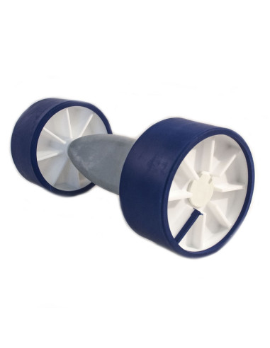 DOUBLE GALET BLEU & BLANC  Ø 120 mm - sur BASCULE PLASTIQUE (Sunway)
