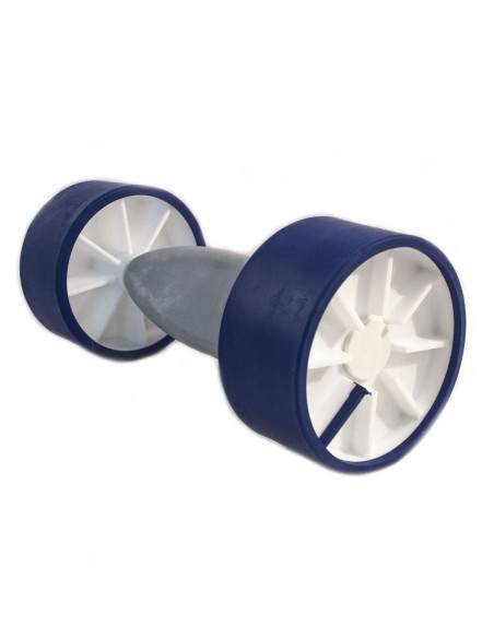 DOUBLE GALET BLEU & BLANC  Ø 120 mm - sur BASCULE PLASTIQUE (Sunway)