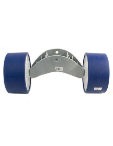 DOUBLE GALET BLEU & BLANC  Ø 120 mm - sur BASCULE PLASTIQUE (Sunway)