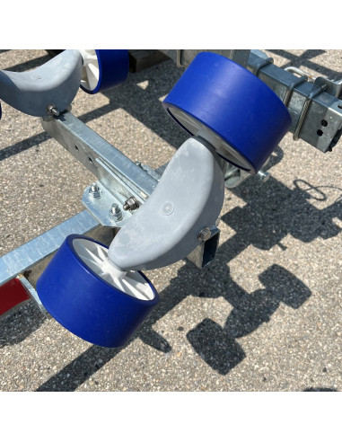DOUBLE GALET BLEU & BLANC  Ø 120 mm - sur BASCULE PLASTIQUE (Sunway)