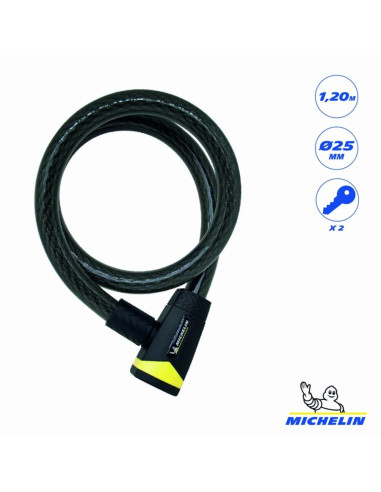 ANTIVOL SPIRALE à CLES 120 cm Ø 25 mm
