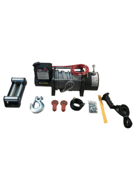 TREUIL ELECTRIQUE DE TRACTION 12V A CABLE CAPACITE 20000 LBS - 8 5 T