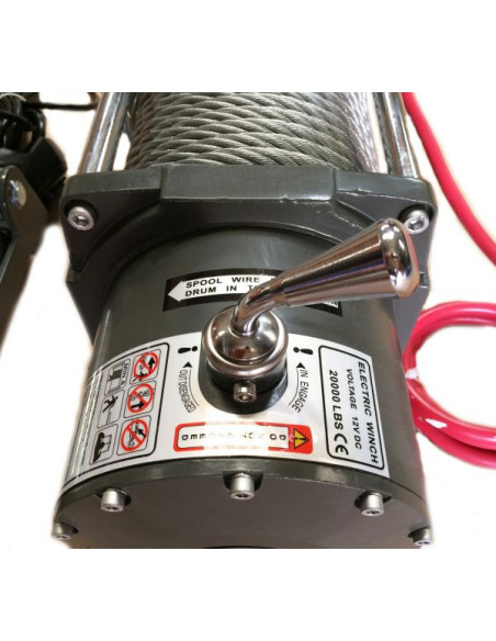 TREUIL ELECTRIQUE DE TRACTION 12V A CABLE CAPACITE 20000 LBS - 8 5 T