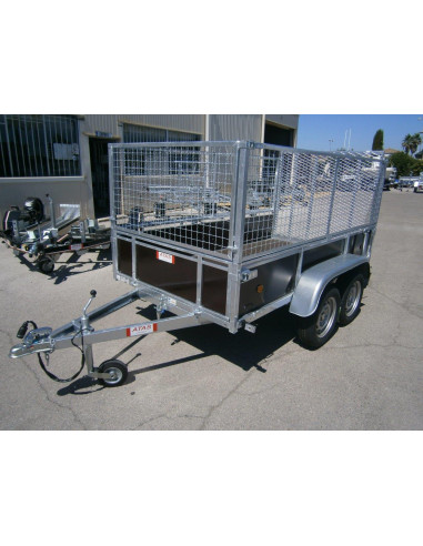 BOIS - 251x133x100 - 500 KG - 2 ESSIEUX - REHAUSSE GRILLE + PONT - 45450 (Lider)