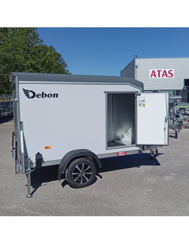 FOURGON ROADSTER C255 255x125x155 - 750 KG NON FREINE - COMPOSITE - GRIS + P. LATERALE + JANTES ALU (Debon)