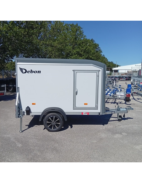 FOURGON ROADSTER C255 255x125x155 - 750 KG NON FREINE - COMPOSITE - GRIS + P. LATERALE + JANTES ALU (Debon)
