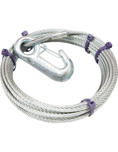 CABLE DE TREUIL ACIER AVEC CROCHET - TRACTION 1100 KG - LONGUEUR 10 M - Ø 4 MM (Alko)