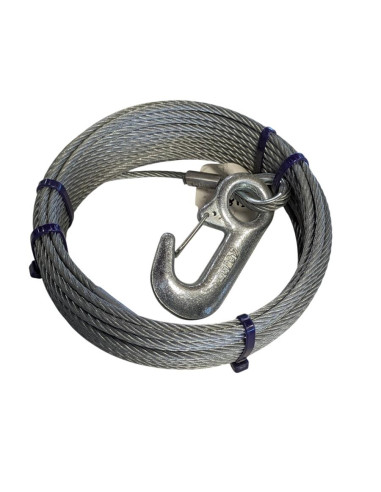 CABLE DE TREUIL ACIER AVEC CROCHET - TRACTION 1100 KG - LONGUEUR 10 M - Ø 4 MM (Alko)
