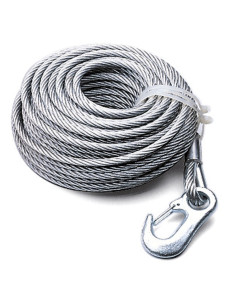 CABLE DE TREUIL ACIER AVEC CROCHET - TRACTION 1350 KG - LONGUEUR 15 M - Ø 4 MM