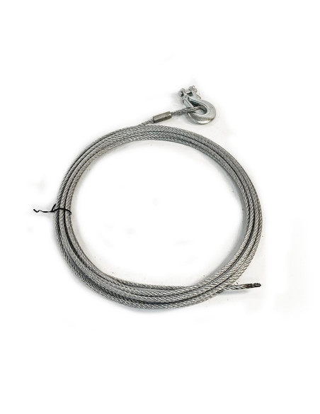 CABLE DE TREUIL ACIER AVEC CROCHET - TRACTION 4000 KG - LONGUEUR 10 M - Ø 7 MM