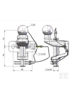 BOULE MIXTE CHAPE PERCAGE 90 x 2 Ø 17 PTC 1500-BOULE &  3500-ANNEAU - S:250 2