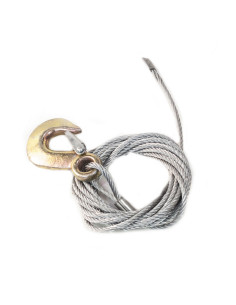 CABLE DE TREUIL ACIER AVEC CROCHET - TRACTION 500 KG - LONGUEUR 4 M - Ø 4 MM