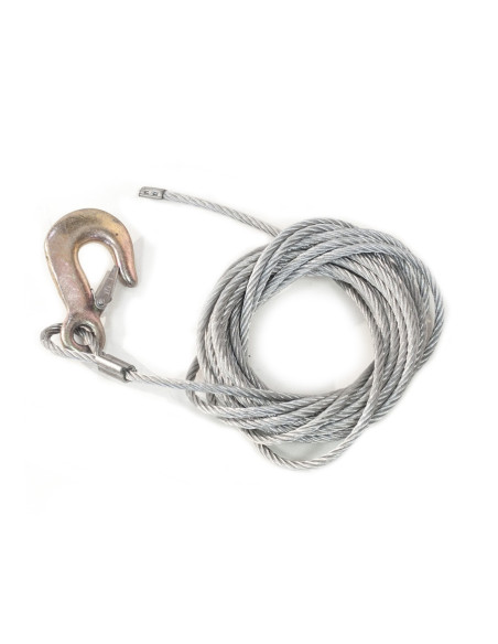 CABLE DE TREUIL ACIER AVEC CROCHET - TRACTION 900 KG - LONGUEUR 7 M - Ø 6 mm