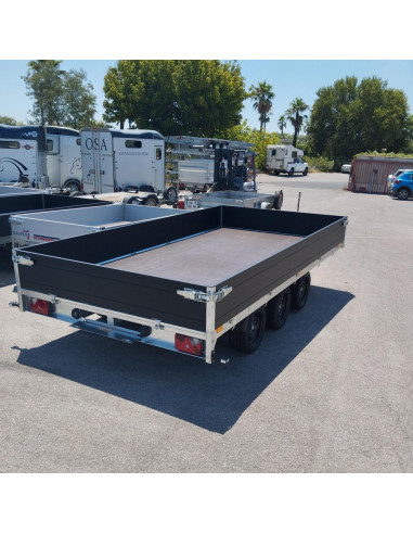 PLATEAU RIDELLE Black 406*204 3500 KG PTC 3 ESSIEUX LOG- RAMPES (Saris)
