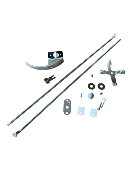 POIGNEE + SERRURE INOX COMPLETE pour PORTE de VAN L 1295mm (Cheval Liberte)