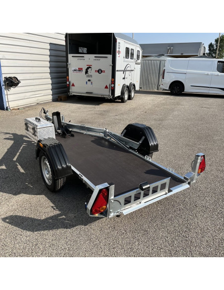 PORTE MOTO 1 VOIE Roadster Moto V3 + COFFRE ALU - 500 KG PTC (Debon)