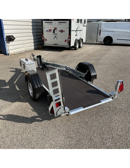 PORTE MOTO 1 VOIE Roadster Moto V3 + COFFRE ALU - 500 KG PTC (Debon)