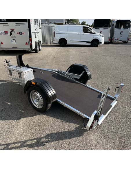 PORTE MOTO 1 VOIE Roadster Moto V3 + COFFRE ALU - 500 KG PTC (Debon)