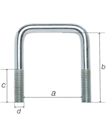 Bride acier - Dimensions a b c d 81 x 185 x 30 x 12 mm