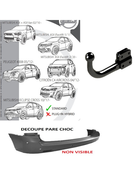 1836T45 ATTELAGE - CITROEN C4 AIRCROSS - PEUGEOT 4008 -  MITSUBISHI ASX & ECLIPSE CROSS