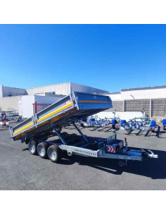 DESTOCKAGE BENNE TIPPER 360*200 - 3500 KG PTC - 3 ESSIEUX (Brian James)  STOCK UNIQUEMENT 2
