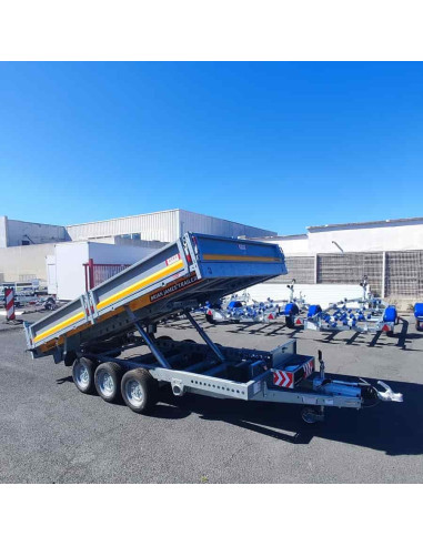 DESTOCKAGE BENNE TIPPER 360*200 - 3500 KG PTC - 3 ESSIEUX (Brian James)  STOCK UNIQUEMENT