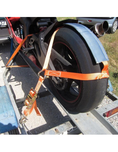 SANGLE D'ARRIMAGE - ROUE ARRIERE MOTO - 2 CLIQUETS ET CROCHETS