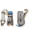 SANGLE D'ARRIMAGE INOX - CLIQUET + 2 CROCHETS - 800 KG - 4 Mètres x 25 mm