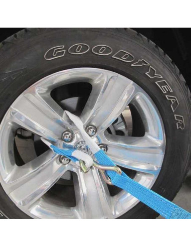 SANGLE D'ARRIMAGE de ROUE - PORTE VOITURE - BOUCLE - 2 CROCHETS - 4000 KG - 2 Mètres