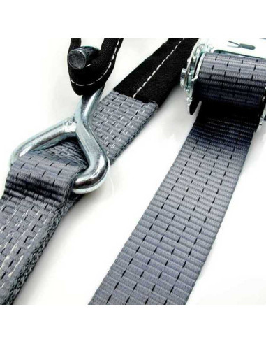 SANGLE D'ARRIMAGE de ROUE - PORTE VOITURE - BOUCLE - 2 CROCHETS - 4000 KG - 2 Mètres
