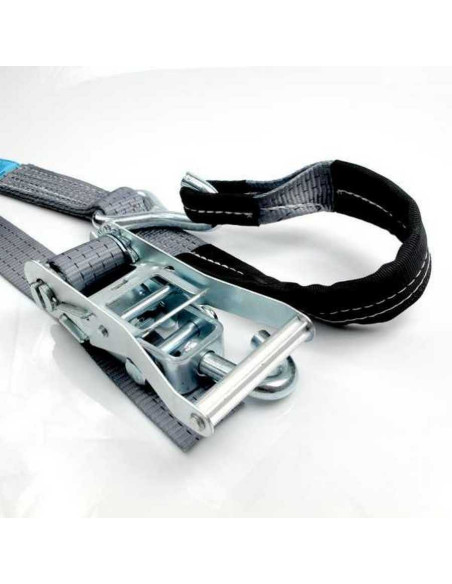 SANGLE D'ARRIMAGE de ROUE - PORTE VOITURE - BOUCLE - 2 CROCHETS - 4000 KG - 2 Mètres