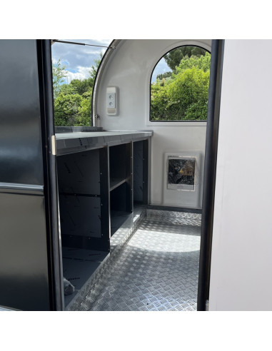 REMORQUE FOOD TRUCK - AIR ESSENTIEL - 750 KG - NOIR - MEUBLES INOX+ELEC+EVIER