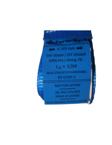 SANGLE D'ARRIMAGE - POUR RAIL A FENTES - CLIQUET - 4800 KG - Longueur 3,5 Mètres