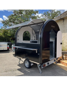 REMORQUE FOOD TRUCK - AIR ESSENTIEL - 750 KG - NOIR - MEUBLES INOX+ELEC+EVIER