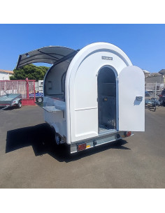 REMORQUE FOOD TRUCK - AIR CHEF PLUS - 750 KG - BLANC - MEUBLES INOX+ELEC+EVIER+FROID 2