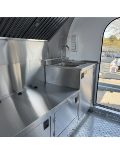 REMORQUE FOOD TRUCK - AIR CHEF PLUS - 750 KG - NOIR - MEUBLES INOX+ELEC+FROID+EVIER+GAZ 2