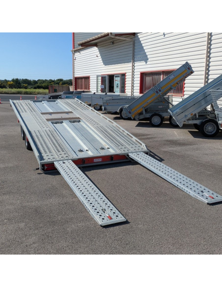 DESTOCKAGE - PORTE VOITURE - TT-231 550x224 - 3500 KG PTC - BASC. HYDRAU + TREUIL MAN. (Brian James) Stock uniquement