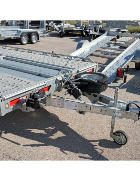 DESTOCKAGE - PORTE VOITURE - TT-231 550x224 - 3500 KG PTC - BASC. HYDRAU + TREUIL MAN. (Brian James) Stock uniquement